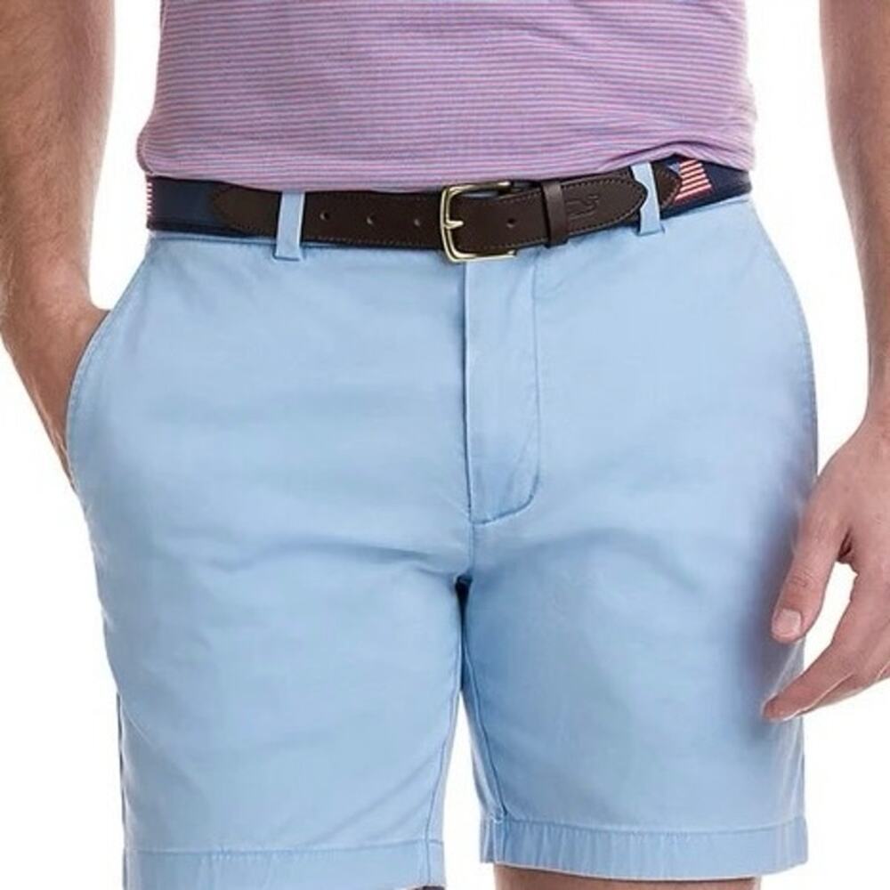 Men’s Light Blue Cotton Preppy 9” Khaki Shorts Summer | Size 34